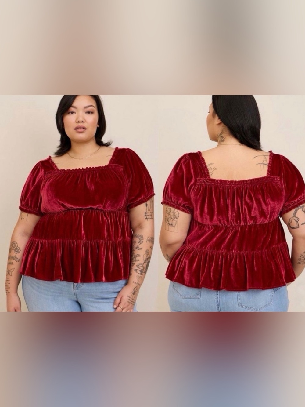 Torrid velvet babydoll top